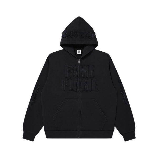 MIKADO FAME FLAME ZIP HOODIE WASHED BLACK