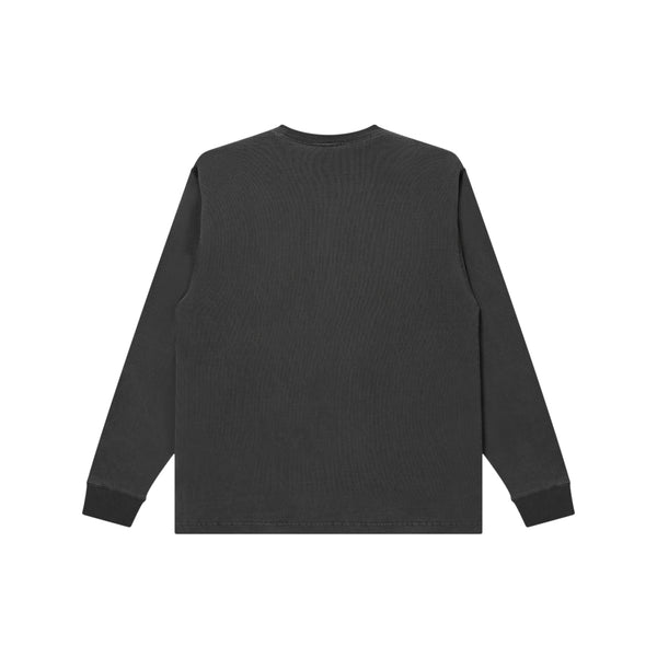 RHINESTONED 3 LETTER OE HEAVYWEIGHT L/S TEE WASHED BLACK