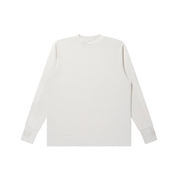 RIB EMBROIDERED THERMAL L/S TEE OFF WHITE