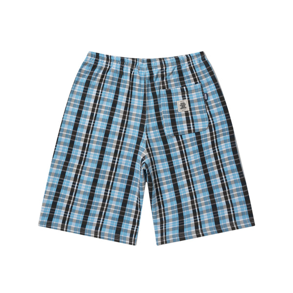 BIG B CHECKED BAGGY SWEAT SHORTS BLUE