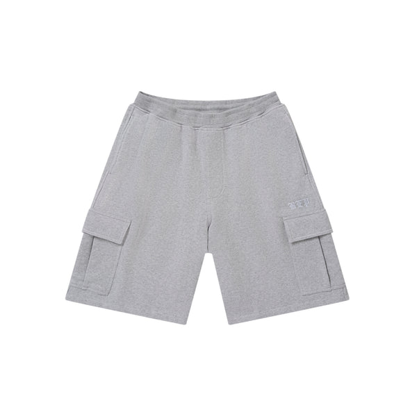 3 LETTER OE SWEAT CARGO BAGGY SHORTS HEATHER GRAY