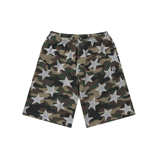 SMALL OG STARS BAGGY SWEAT SHORTS WOODLAND CAMO