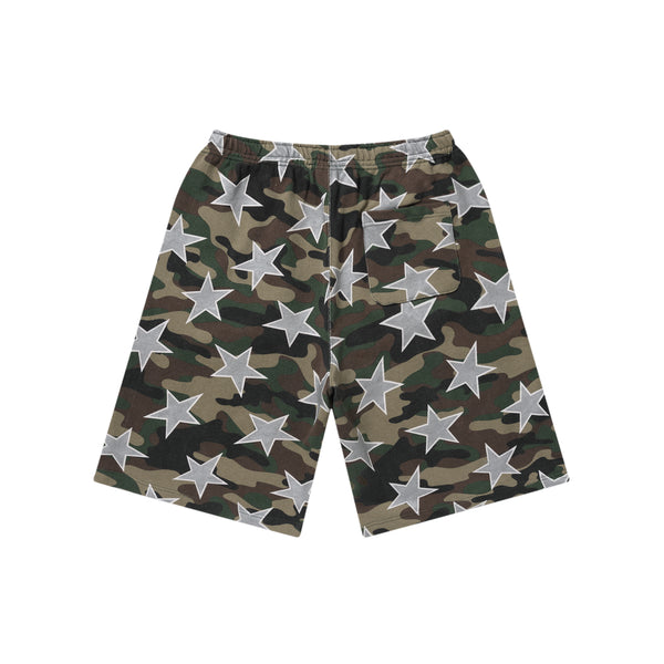 SMALL OG STARS BAGGY SWEAT SHORTS WOODLAND CAMO