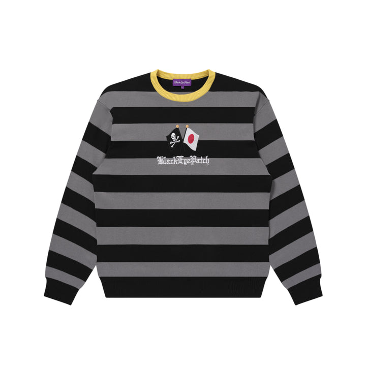 JAPAN PIRATES STRIPED KNIT SWEATER BLACK