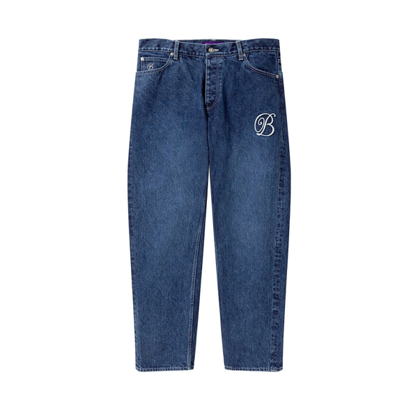 B EMBLEM EMBROIDERED DENIM PANTS
