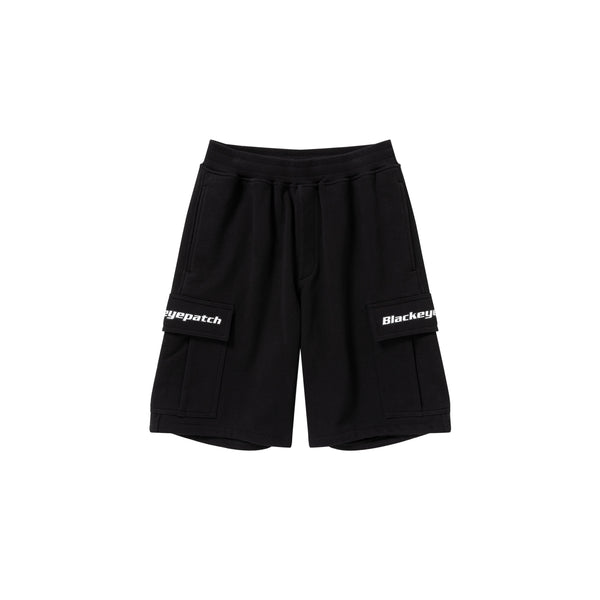 TACTICAL LOGO CARGO SWEAT SHORTS BLACK