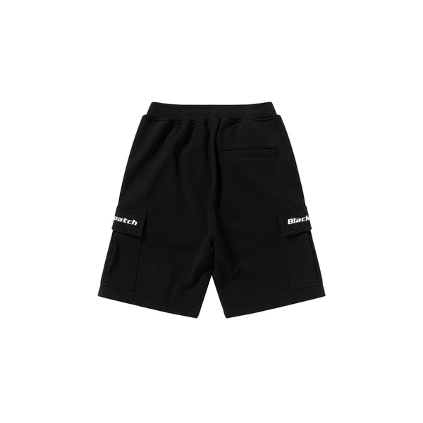 TACTICAL LOGO CARGO SWEAT SHORTS BLACK