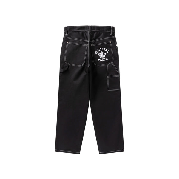 CROWN LOGO PAINTER PANTS BLACK