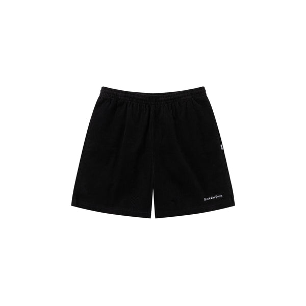 OE LOGO EMBROIDERED CORDUROY SHORTS BLACK