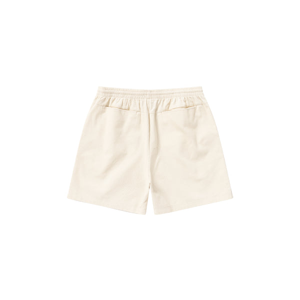 OE LOGO EMBROIDERED CORDUROY SHORTS OFF WHITE