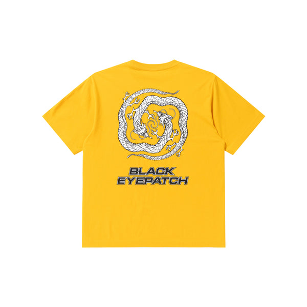 REFLECTIVE DRAGON SWIRL LOGO TEE MUSTARD