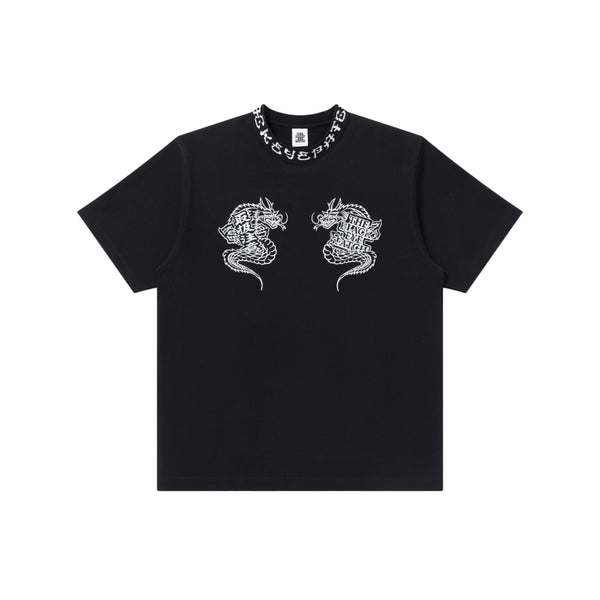 DRAGON KANJI RIBBED TEE BLACK