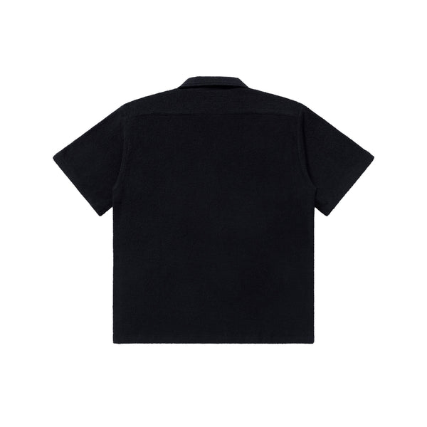 OG LABEL OPEN COLLAR S/S PILE SHIRT BLACK