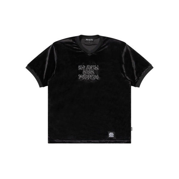 Kanji Logo V-Neck Velour Pullover Tee (Black)