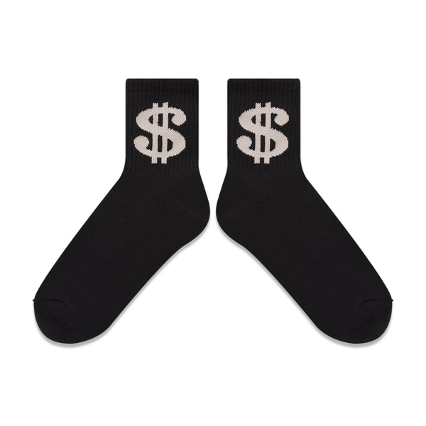 DOLLAR SIGN SOCKS BLACK/GRAY