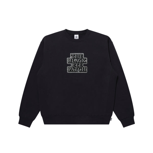 RHINESTONED OG LABEL CREW  SWEAT BLACK