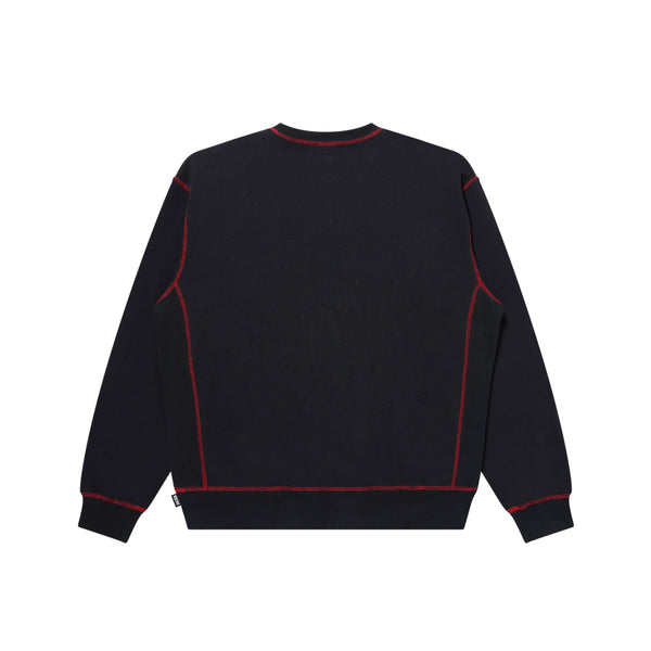 METAL LOGO STITCHED CREW SWEAT BLACK/RED
