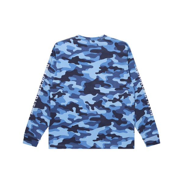 STENCIL LOGO EMBROIDERED L/S TEE BLUE CAMO