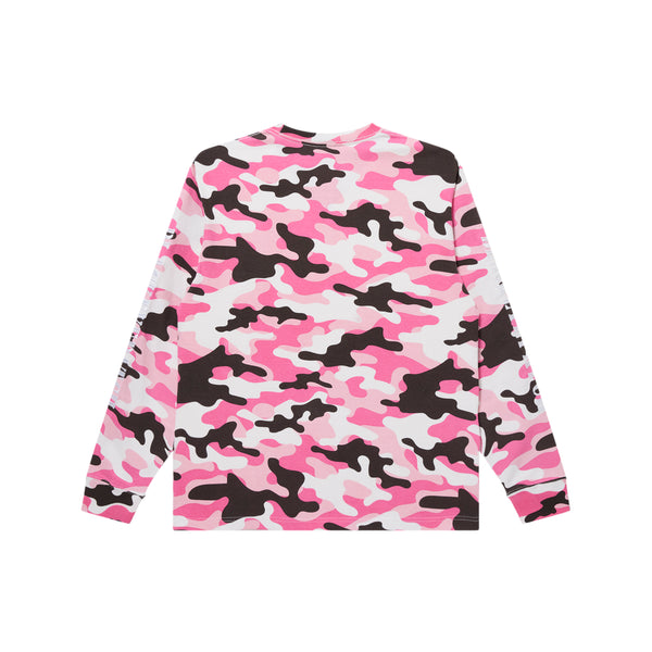 STENCIL LOGO EMBROIDERED L/S TEE PINK CAMO