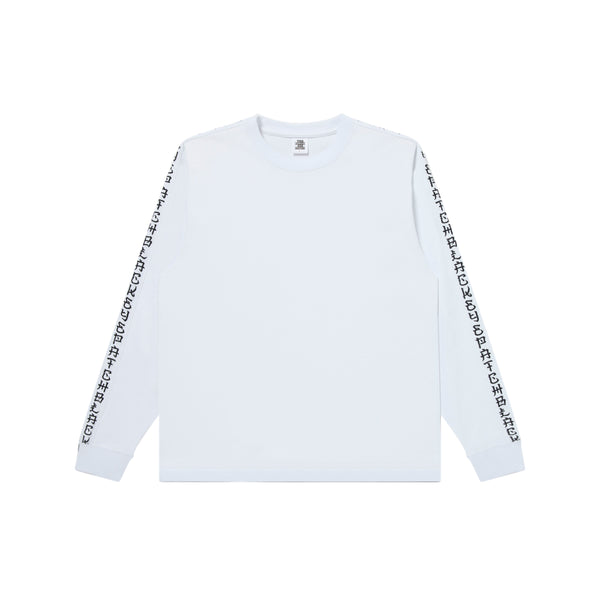 KANJI SLEEVES EMBROIDERED L/S TEE WHITE