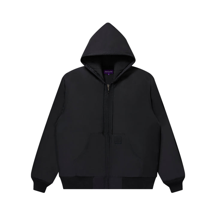 OG LEATHER PATCHED NYLON HOODED JACKET BLACK