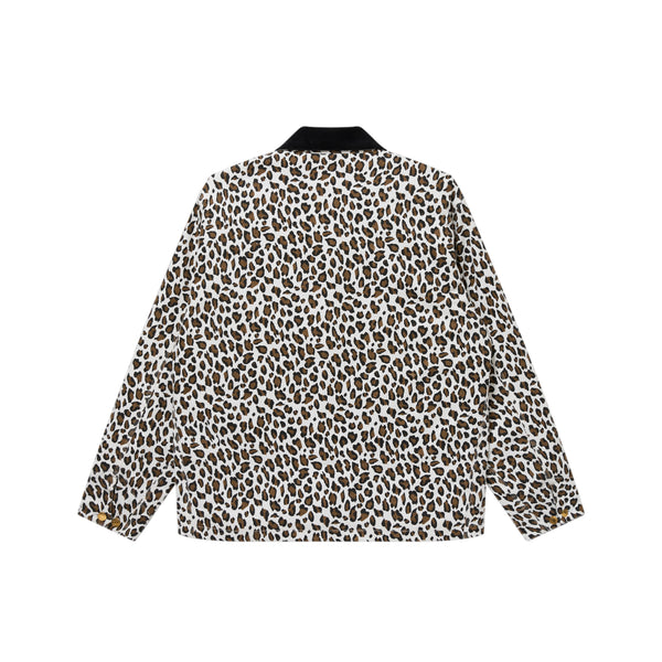 LEOPARD PATTERNED COVERALL JACKET WHITE