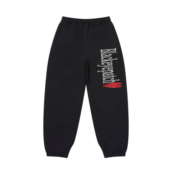 RHINESTONED HEARTBREAK LOGO SWEAT PANTS BLACK