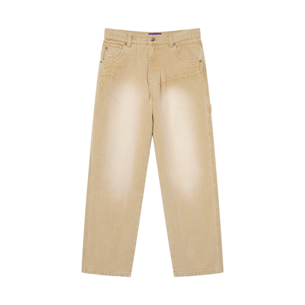OG LEATHER PATCHED WASHED PAINTER PANTS BROWN