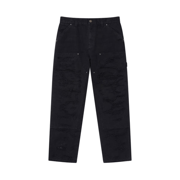DESTROYED DOUBLE KNEE PAINTER PANTS BLACK