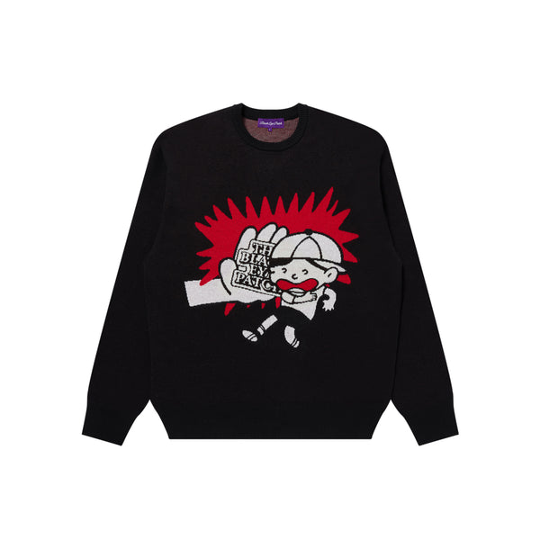 TOBIDASHI OG LABEL KNIT SWEATER BLACK