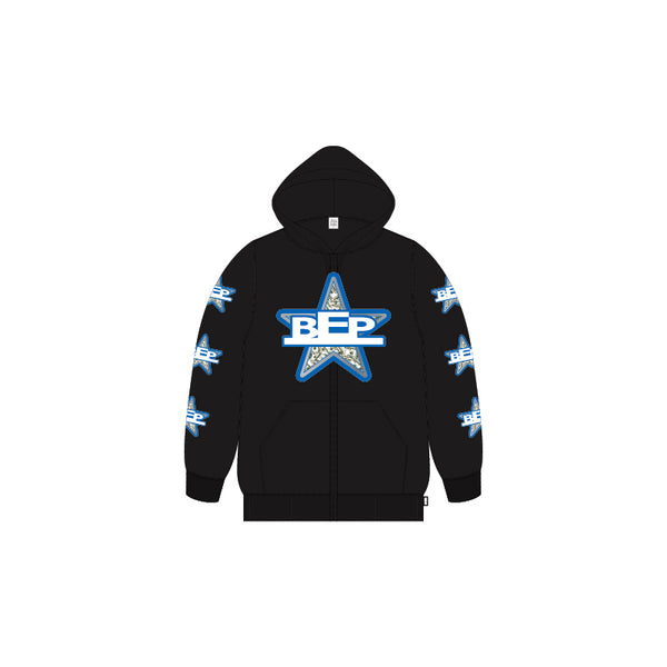 STAR ZIP HOODIE BLACK