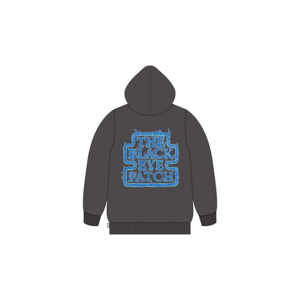 BLUE FLAME DAMAGED ZIP HOODIE