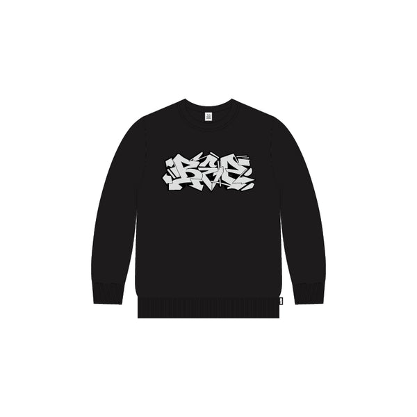 GLITTER LETTERS CREW SWEAT BLACK