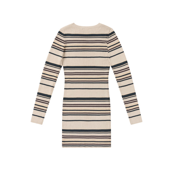 B EMBLEM RIBBED KNIT DRESS MULTI