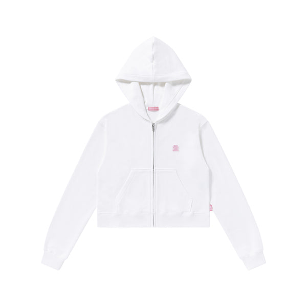 SMALL OG LABEL ZIP HOODIE WHITE