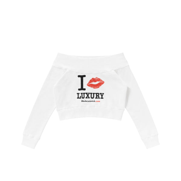 I KISS LUXURY OFF SHOULDER SWEAT WHITE