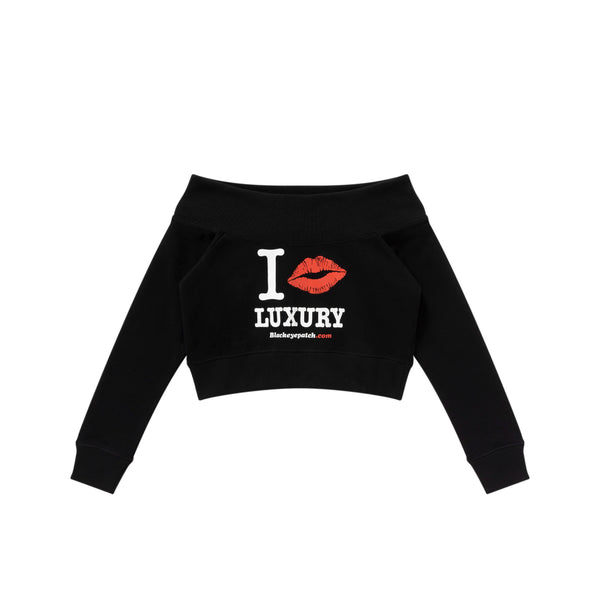 I KISS LUXURY OFF SHOULDER SWEAT BLACK