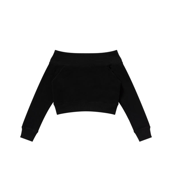 I KISS LUXURY OFF SHOULDER SWEAT BLACK