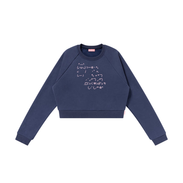 ASCII ART EMBROIDERED CREW SWEAT NAVY