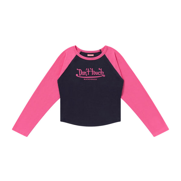 DON’T TOUCH RAGLAN L/S TEE NAVY/PINK