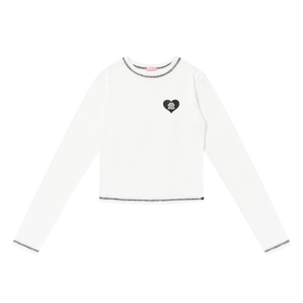 OG HEART CROPPED L/S TEE WHITE