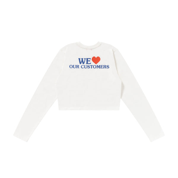 LAUNDROMAT CROPPED L/S TEE WHITE