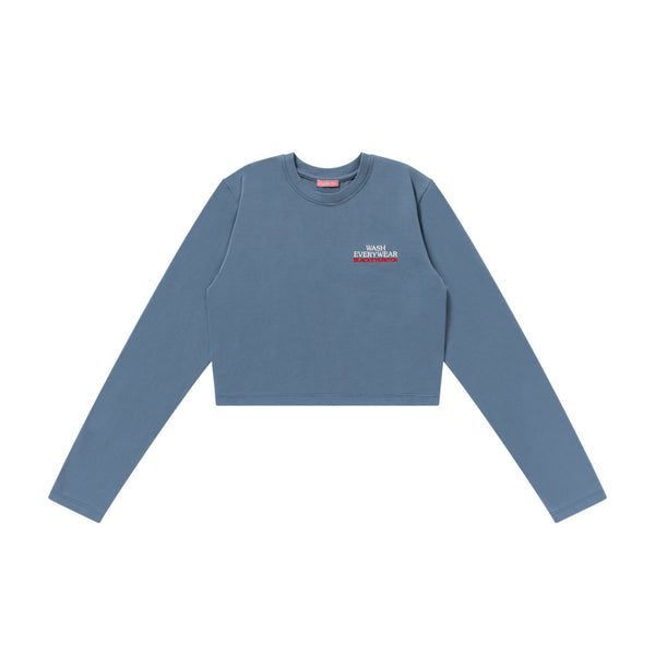 LAUNDROMAT CROPPED L/S TEE BLUE