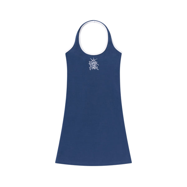 CROWN TAG HALTER NECK DRESS NAVY