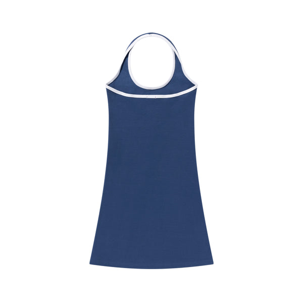 CROWN TAG HALTER NECK DRESS NAVY