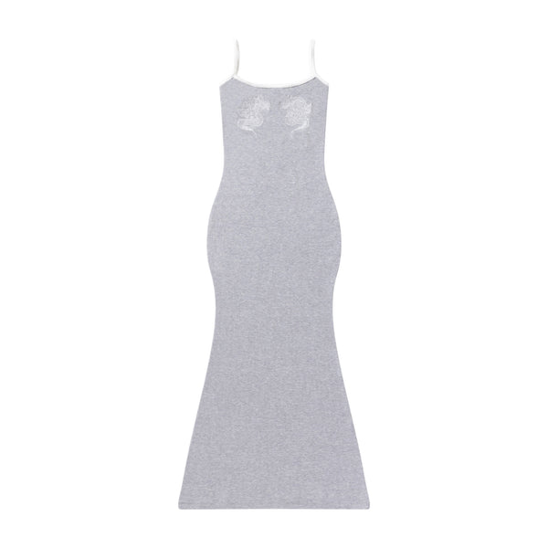 DRAGON RIBBED CAMISOLE LONG DRESS HEATHER GRAY