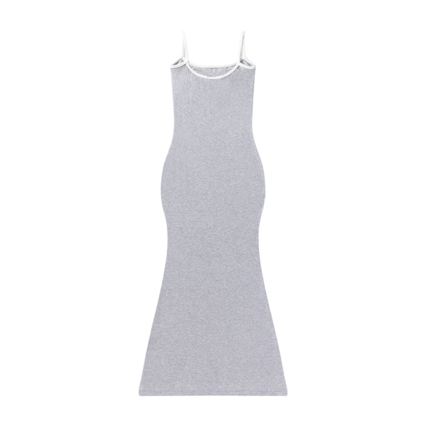 DRAGON RIBBED CAMISOLE LONG DRESS HEATHER GRAY