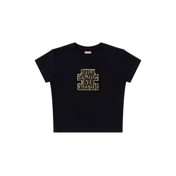 LEOPARD OG LABEL BABY TEE BLACK