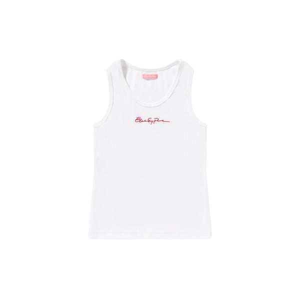 SLOPPY SCRIPT RIBBED TANK WHITE