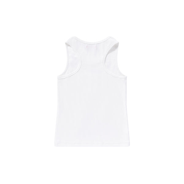 SLOPPY SCRIPT RIBBED TANK WHITE